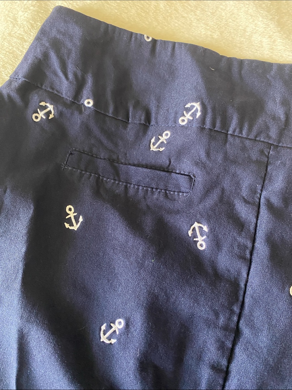 Breezies Navy Pencil Skirt with White Anchor Embroidery Size 10 - Picture 4 of 5